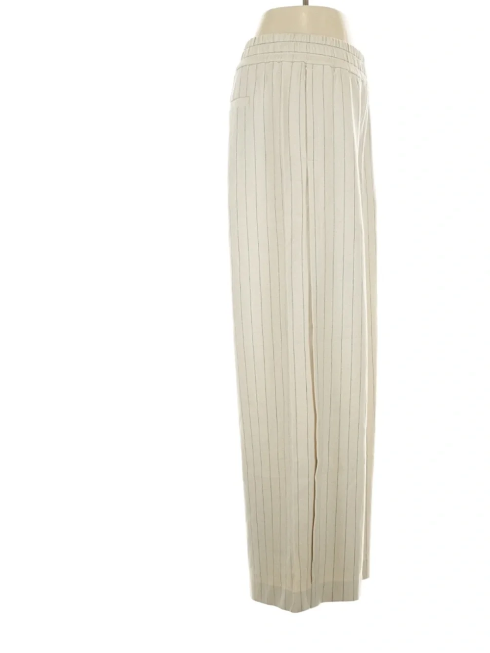 COS Wide Leg Striped Linen Blend Pants Cream Black Stripes Size Small